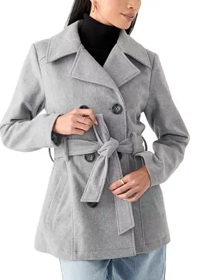 Women's Faux Wool Peacoat with Belt