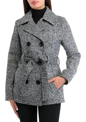 Women's Herringbone Faux Wool Peacoat