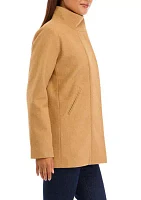 Women's Faux Wool Zipper Stand Collar Jacket