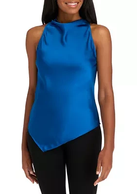 Women's Sleeveless Cowl Neck Satin Top