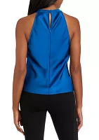 Women's Sleeveless Cowl Neck Satin Top