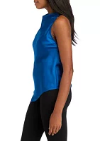 Women's Sleeveless Cowl Neck Satin Top