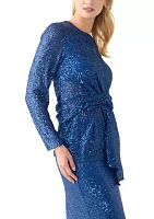 Women's Tie Front Sequin Top