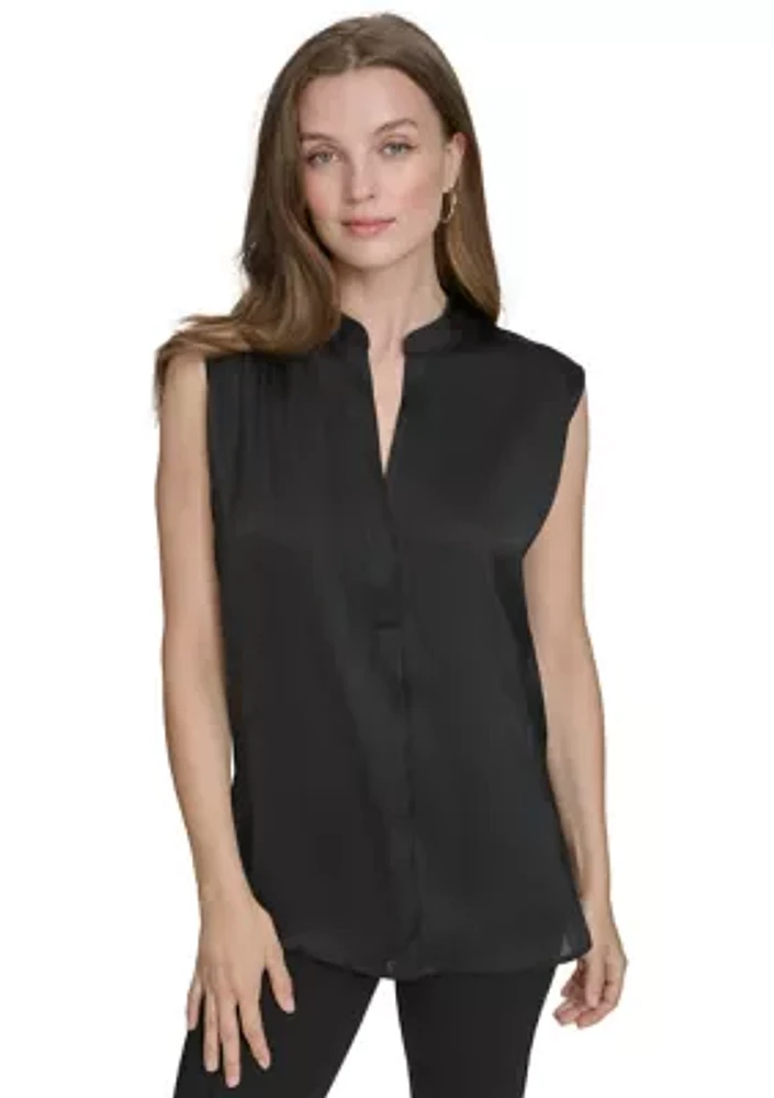 Women's Mandarin Collar Sleeveless Top