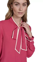 Women's Tie Front Piping Blouse