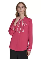 Women's Tie Front Piping Blouse