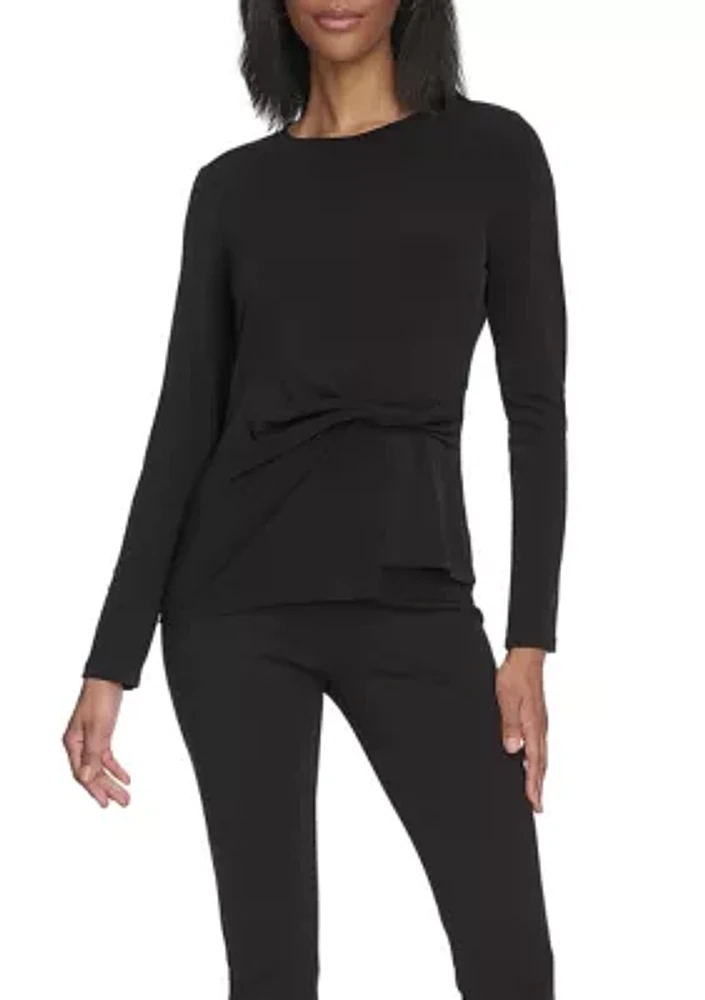 Jersey Twist Front Long Sleeve Top