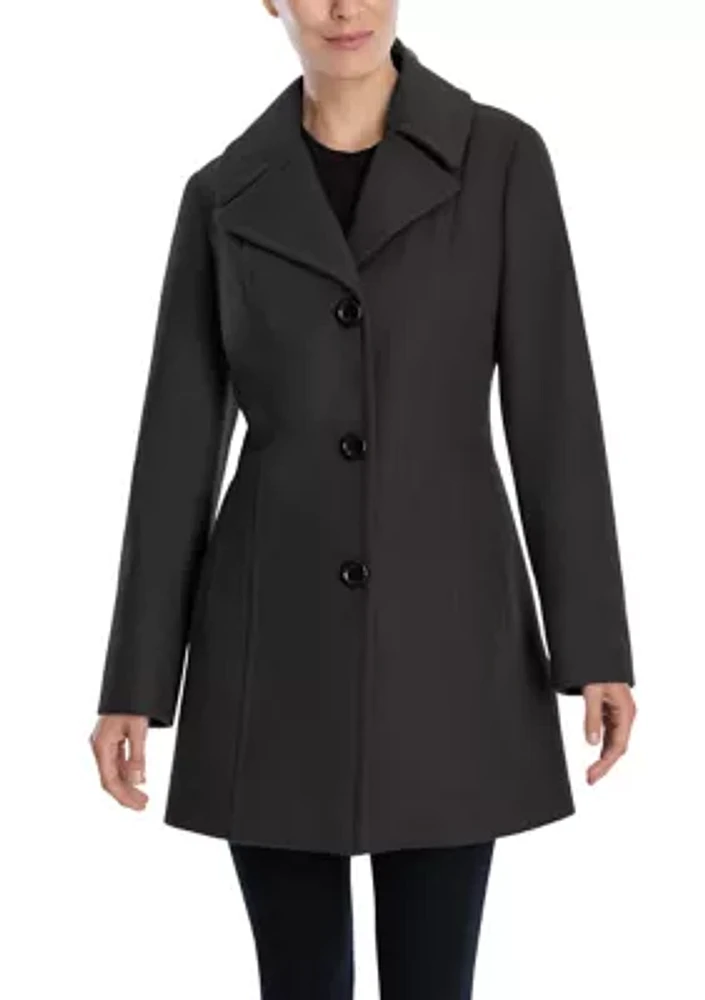 Women's Melton Single Breasted Notch Collar Peacoat