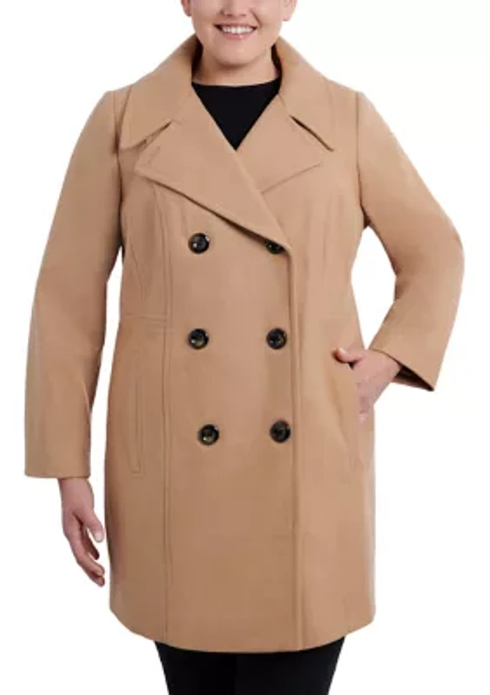 Plus Melton Wool Double Breasted Peacoat