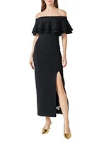 Off the Shoulder Ruffle Maxi Dress with Leg Slit