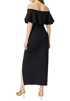 Off the Shoulder Ruffle Maxi Dress with Leg Slit