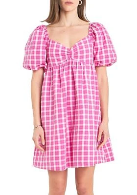 Women's Gingham Linen Sweetheart Baby Doll