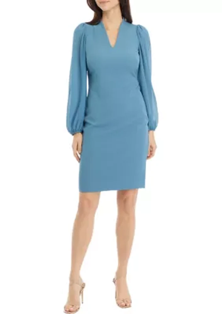 Women's Long Chiffon Sleeve Crepe Dress