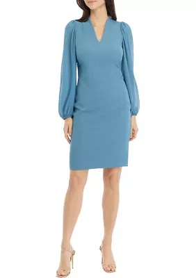 Women's Long Chiffon Sleeve Crepe Dress