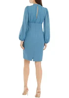 Women's Long Chiffon Sleeve Crepe Dress