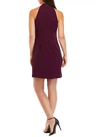 Women's Halter Neck Bow Crepe Shift Dress