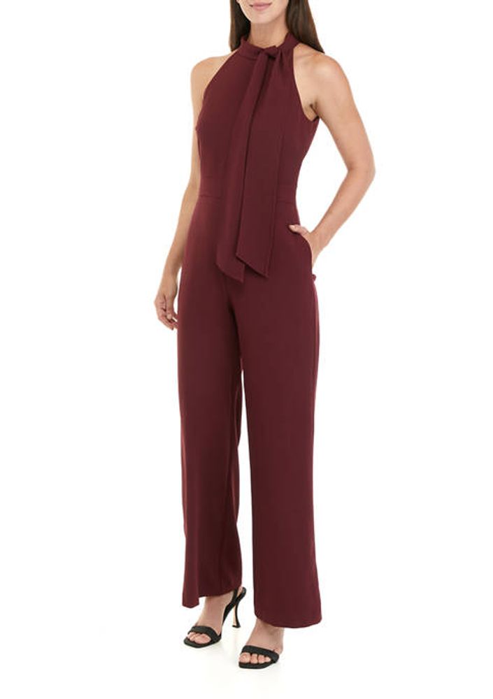 vince camuto sleeveless bow neck jumpsuit with pockets