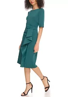 Women's Boat Neck Wrap Waist Scuba Dress