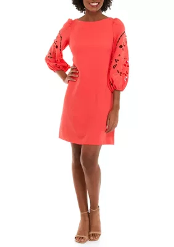 Women's Crepe Shift Embroidered Dress