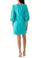 Women's Crepe Shift Embroidered Dress