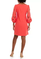 Women's Crepe Shift Embroidered Dress