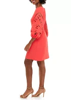 Women's Crepe Shift Embroidered Dress