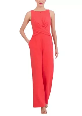 Women's Sleeveless Keyhole Neck Solid Jumpsuit