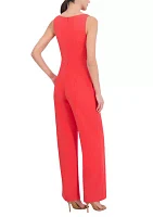 Women's Sleeveless Keyhole Neck Solid Jumpsuit