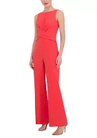 Women's Sleeveless Keyhole Neck Solid Jumpsuit