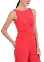 Women's Sleeveless Keyhole Neck Solid Jumpsuit