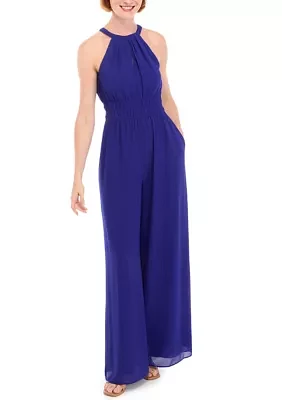 Women's Sleeveless Halter Solid Jumpsuit