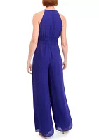 Women's Sleeveless Halter Solid Jumpsuit