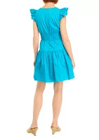 Women's Sleeveless V-Neck Solid Fit and Flare Dress