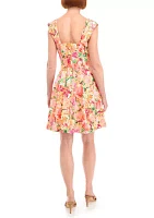 Women's Floral Printed Scuba Fit and Flare Dress