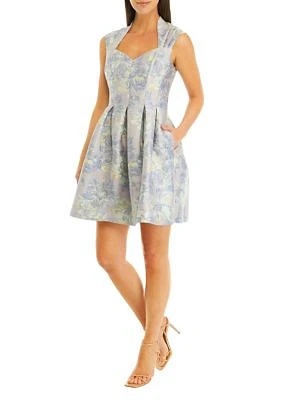 Women's Printed Cap Sleeve Fit and Flare Dress