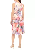 Women's Sleeveless Floral Print Fit and Flare Dress