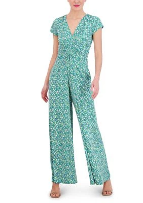 Women's V-Neck Ruched Waist Wide Leg Jumpsuit