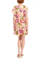 Women's V-Neck Floral Printed Linen Dress