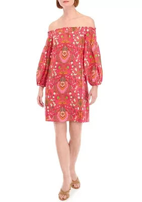 Women's Floral Abstract Printed Cotton A-Line Dress