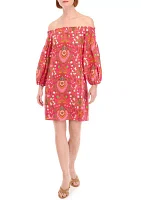 Women's Floral Abstract Printed Cotton A-Line Dress