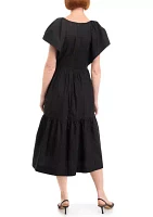 Women's Cap Sleeve V-Neck Cotton Fit and Flare Dress