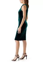 Women's Sleeveless Cross Halter Neck Solid Sheath Dress