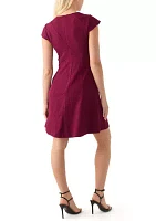 Women's Short Sleeve Crew Neck Solid Knit Fit and Flare Dress