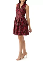 Women's Sleeveless V-Neck Paisley Print Fit and Flare Dress