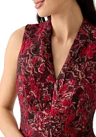 Women's Sleeveless V-Neck Paisley Print Fit and Flare Dress