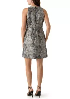 Women's Sleeveless Crew Neck Printed Sheath Dress