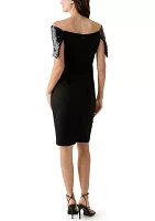 Women's Off the Shoulder Sequin Solid Sheath Dress