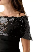 Women's Off the Shoulder Sequin Solid Sheath Dress