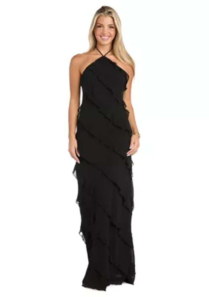 Sleeveless Halter Neck Gown