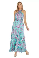 1Pc Print Yoryu Satin Crossover Halter Dress